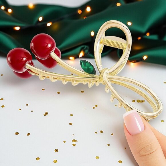 ποΈCherry Hair Claw Clip Non-Slip Bow-Knot π Metal Hair Clip for Women & Girls - Picture 5 of 14